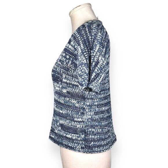 EILEEN FISHER Sweater Top Crochet Style V-Neck Soft Lightweight Cozy Indigo Blue - Picture 6 of 12